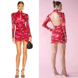 Sau Lee Silk Scarlett Mini Dress Size 8 NWT Red Pink